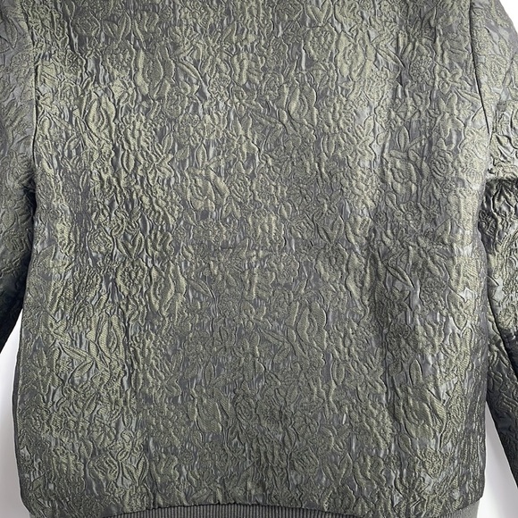 CHEVIGNON floral cardigan bomber jacket embossed metallic green academia sz sm - Picture 8 of 10